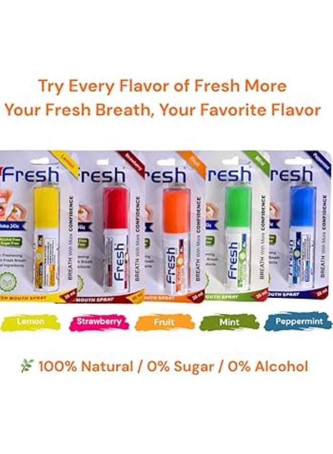 Fresh 5Pack)Fresh More Mouth Spray, Sugar-Free, Alcohol-Free Breath Spray, Instant Fresh Breath, Natural Oral Care, Portable Mouth Freshener Spray (Fruit, - Image 2